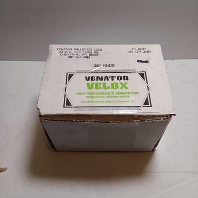 Venator Ballistics Velox High Performance Ammunition 45 ACP 185 GR JHP Ammunition