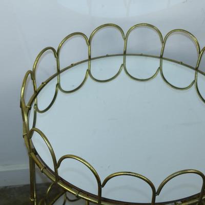 Gilt Metal Side Table with Mirrored Shelves