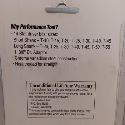 Performance tool 15 pc. star driver set with assortment of more drivers