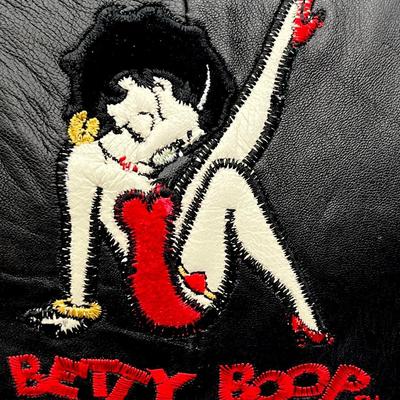 BETTY BOOP ~ Vtg. Embroidered Black Leather Fanny Pack