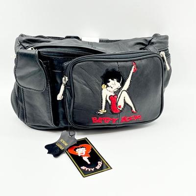 BETTY BOOP ~ Vtg. Embroidered Black Leather Fanny Pack