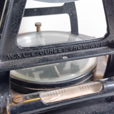 Antique W & L. E. Gurley Engineering Instrument Surveyors Precise Transit 132-F with original wooden Box