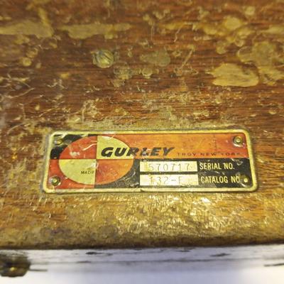 Antique W & L. E. Gurley Engineering Instrument Surveyors Precise Transit 132-F with original wooden Box