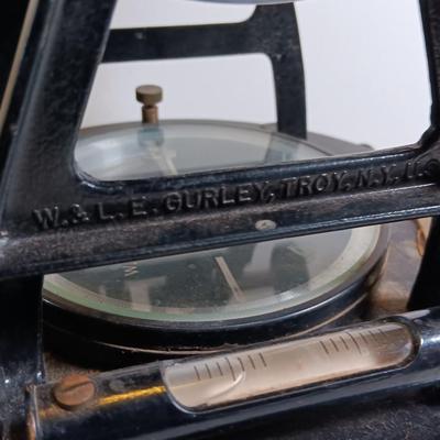 Antique W & L. E. Gurley Engineering Instrument Surveyors Precise Transit 132-F with original wooden Box