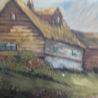 "The Mountain top Cabin" Original oil 42 x 32 by R.G. Welsch.