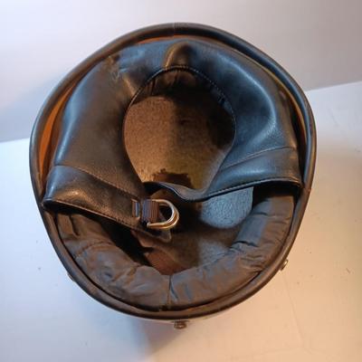 Vintage 1966 Half Motorcycle Helmet Blue stripes make you go faster!!
