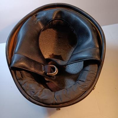 Vintage 1966 Half Motorcycle Helmet Blue stripes make you go faster!!
