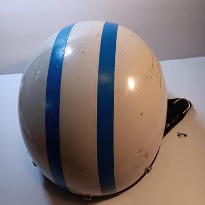 Vintage 1966 Half Motorcycle Helmet Blue stripes make you go faster!!