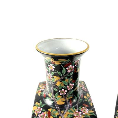 822 Pair of Chinese Bird/Floral Vases