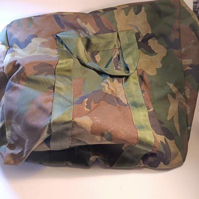 HUGE Camouflage canvass bag Camp rain jacket and paracord