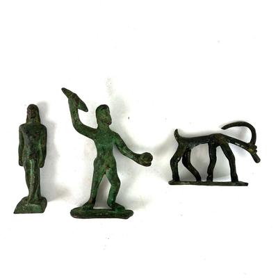 824 Three Prehistoric Greek Bronze Statues