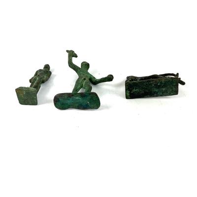 824 Three Prehistoric Greek Bronze Statues