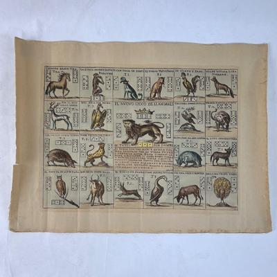 828 Reprint Of A Animal Game Board Made by Giuseppe Maria Mitelli (1690-1718)