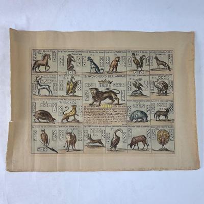 828 Reprint Of A Animal Game Board Made by Giuseppe Maria Mitelli (1690-1718)