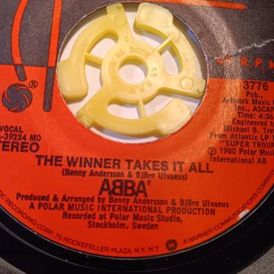 ANY ABBA FANS? Vinyl Albums 45's - ABBA The winner takes all - Chiquitia - on and on - and more