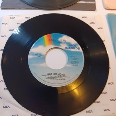Four Neil Diamond vinyl albums 45's records