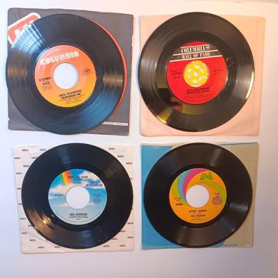 Four Neil Diamond vinyl albums 45's records