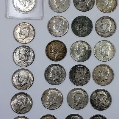 Lot of 24 Kennedy Silver Half Dollars