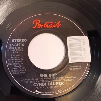 Vinyl albums 45's record - Cindy Lauper - She bop & All through the night