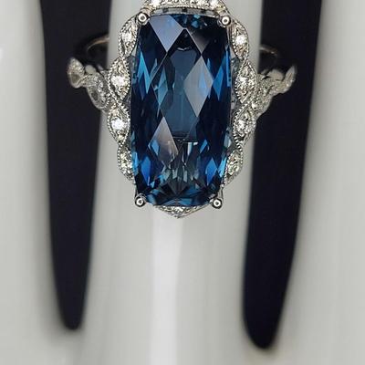 Blue Sapphire and Diamond Ring