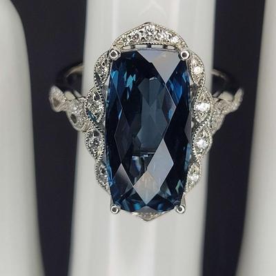 Blue Sapphire and Diamond Ring