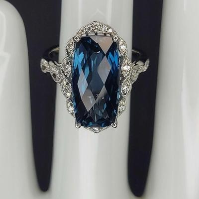 Blue Sapphire and Diamond Ring