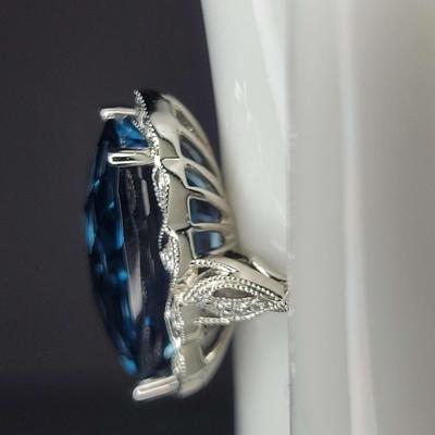 Blue Sapphire and Diamond Ring