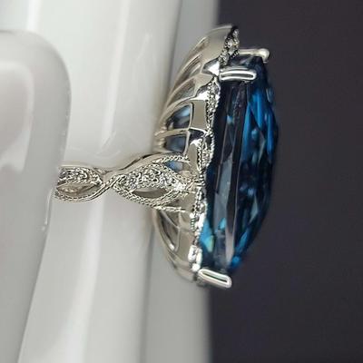 Blue Sapphire and Diamond Ring
