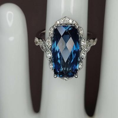 Blue Sapphire and Diamond Ring
