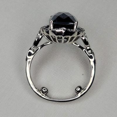 Blue Sapphire and Diamond Ring