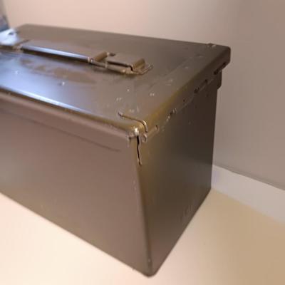 Green metal ammunition chest with no stencil