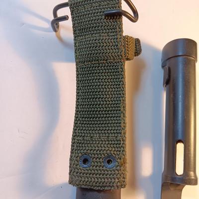 MILITARY ISSUED BELGIUM M1963 TUBULAR FN FAL TYPE C BAYONET & SCABBARD