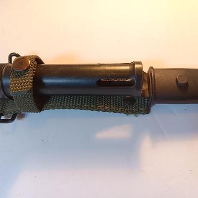 MILITARY ISSUED BELGIUM M1963 TUBULAR FN FAL TYPE C BAYONET & SCABBARD