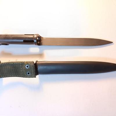 MILITARY ISSUED BELGIUM M1963 TUBULAR FN FAL TYPE C BAYONET & SCABBARD