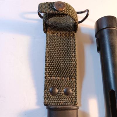 MILITARY ISSUED BELGIUM M1963 TUBULAR FN FAL TYPE C BAYONET & SCABBARD