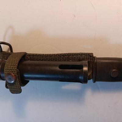 MILITARY ISSUED BELGIUM M1963 TUBULAR FN FAL TYPE C BAYONET & SCABBARD