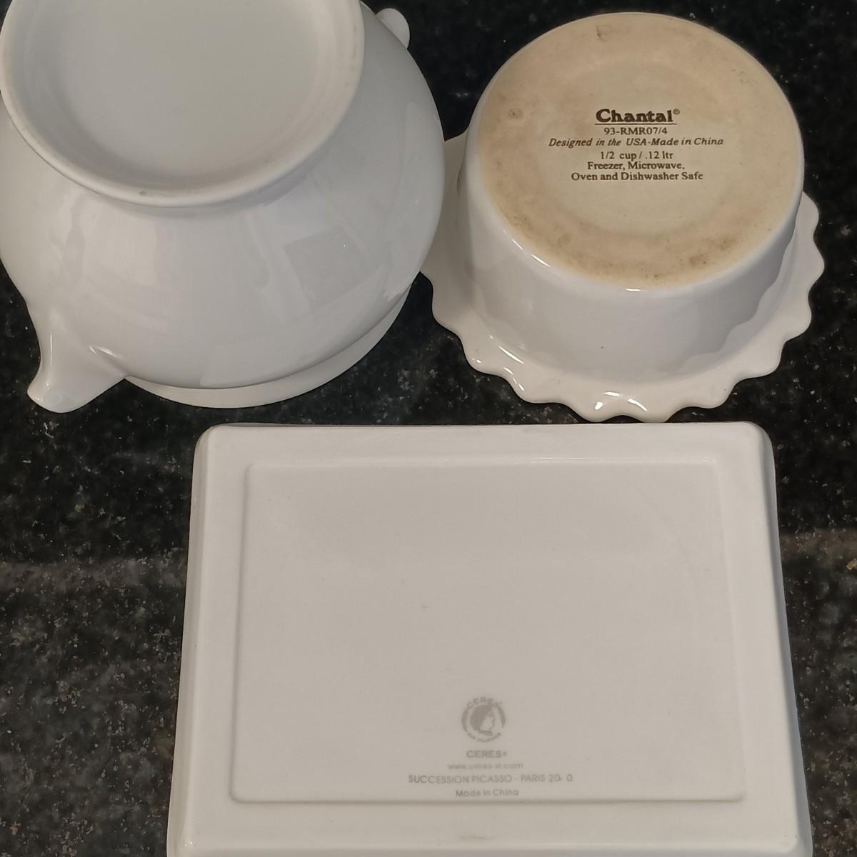 LOT 8K Vintage Centura by Corning Dishes with Pillivuyt Butter Blocks