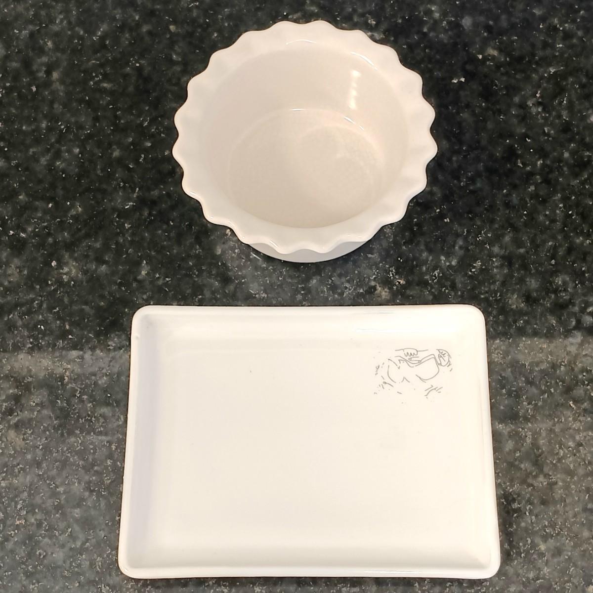 LOT 8K Vintage Centura by Corning Dishes with Pillivuyt Butter Blocks