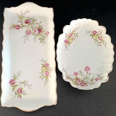 LOT 9K: Susie Cooper Clematis Mini Teacups, Old Foley Trays, Johnson Bros Rose Chintz Trinket Dishes & More