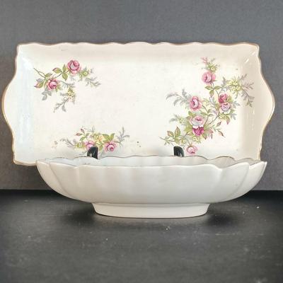 LOT 9K: Susie Cooper Clematis Mini Teacups, Old Foley Trays, Johnson Bros Rose Chintz Trinket Dishes & More