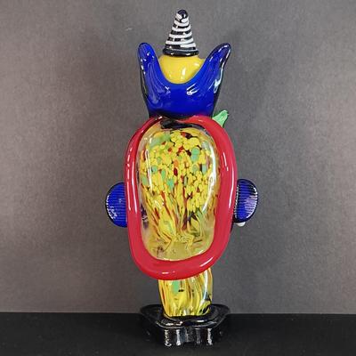LOT 15C: Set of 2 Clown Trinket Boxes, Murano-Style Glass Clown and Jules Cheret Print