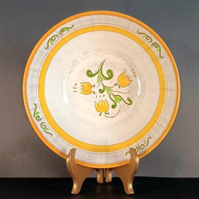 LOT 17C: Stangl Collection- Terra Rose Yellow Tulip Plate, Fruit Teapot, Amber Glo Plate & Tab Handled Dish