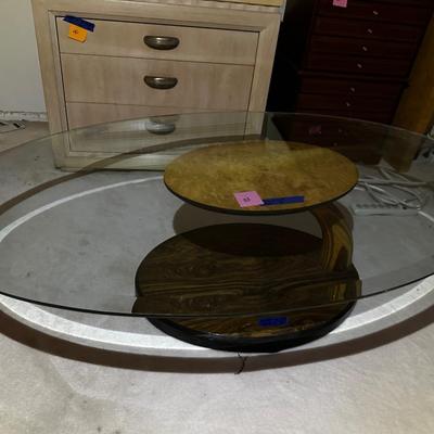LOT 33B: Vintage Mid-Century Modern Coffee Table Base w/Oval Glass Top, Miniature Violins, Beaded Coasters and More - Monday Pick-up