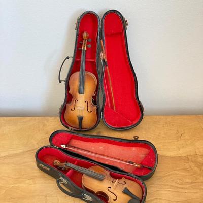 LOT 36B: Collection of Miniature Violins, Dubarry Limoges Violin and Case Trinket Box and Glass Picture Frame