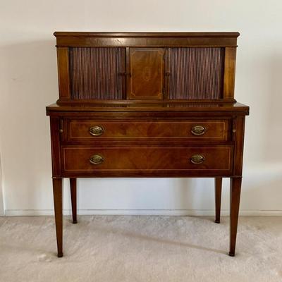 LOT 51L: Vintage Federal-Style Tambour Panel Writing Desk - Monday Pick-up