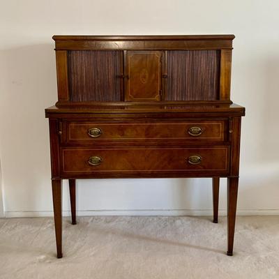 LOT 51L: Vintage Federal-Style Tambour Panel Writing Desk - Monday Pick-up