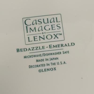 LOT 56K: Casual Images by Lenox Bedazzle-Emerald Dishware and Wildflower Glasses