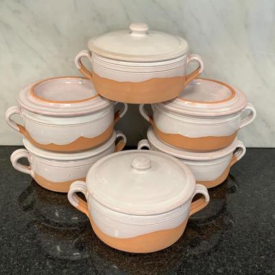 LOT 58K: Set of 6 Vallauris Terracotta Bowls with Italian Made Dishware & More