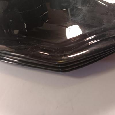 FRANCE Black octagon dish set with large flower vase