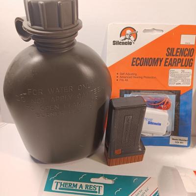 Survival / Camp gear - chemical gloves canteen all weather blanket compressor bag and more